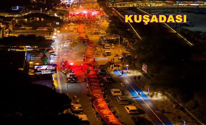 KUŞADASI’NDA 250 METRE TÜRK BAYRAĞI AÇILDI.