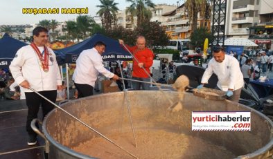KUŞADALI CHEFLER DÜNYANIN EN BÜYÜK KAZANINDA KEŞKEK YAPTI
