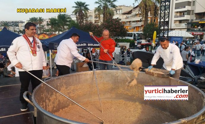 KUŞADALI CHEFLER DÜNYANIN EN BÜYÜK KAZANINDA KEŞKEK YAPTI