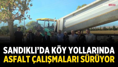 Sandıklı’da köy yollarında asfalt çalışmaları sürüyor