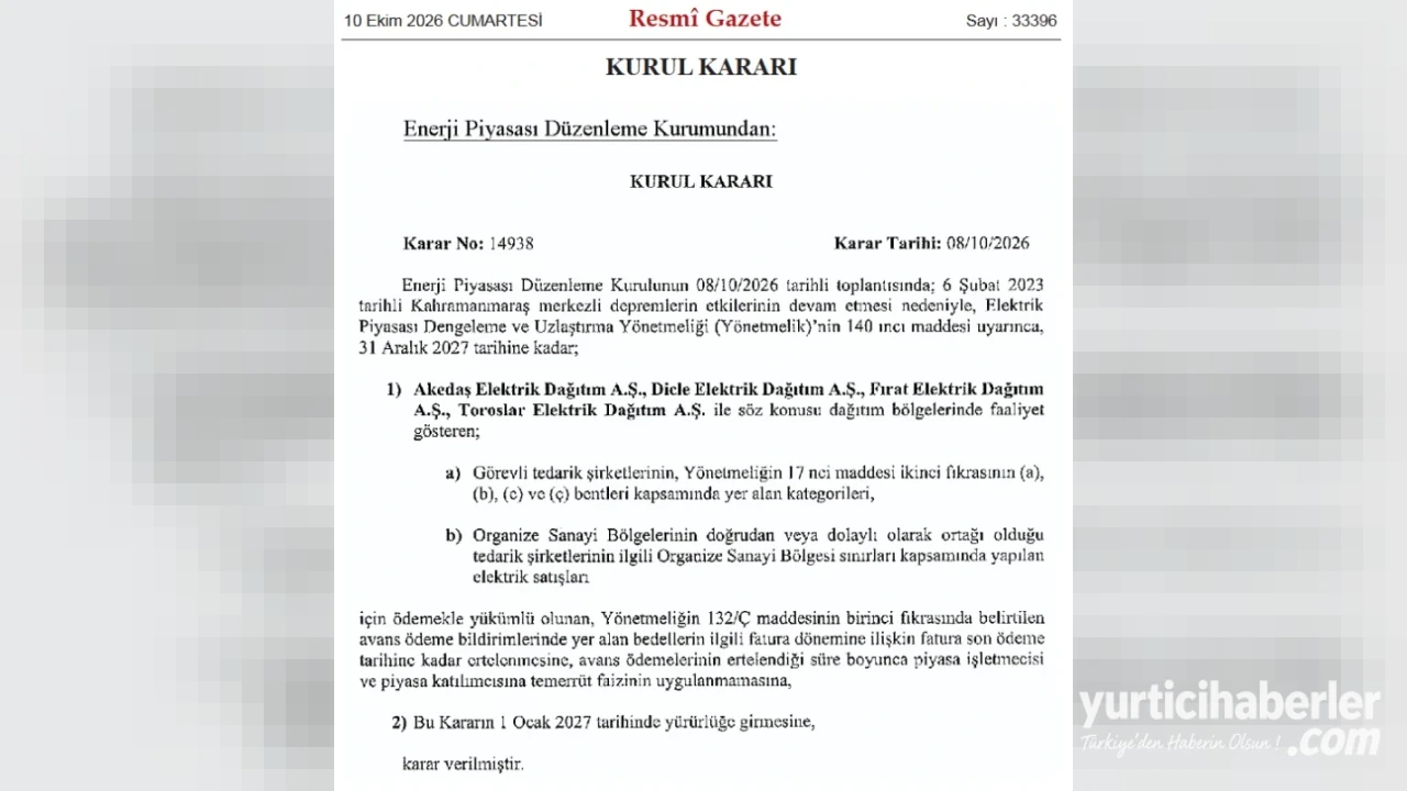 Deprem Bölgesindeki Elektrik Piyasası Ödemelerine EPDK'dan Uzun Vadeli Erteleme Kararı - Detay Görsel 2