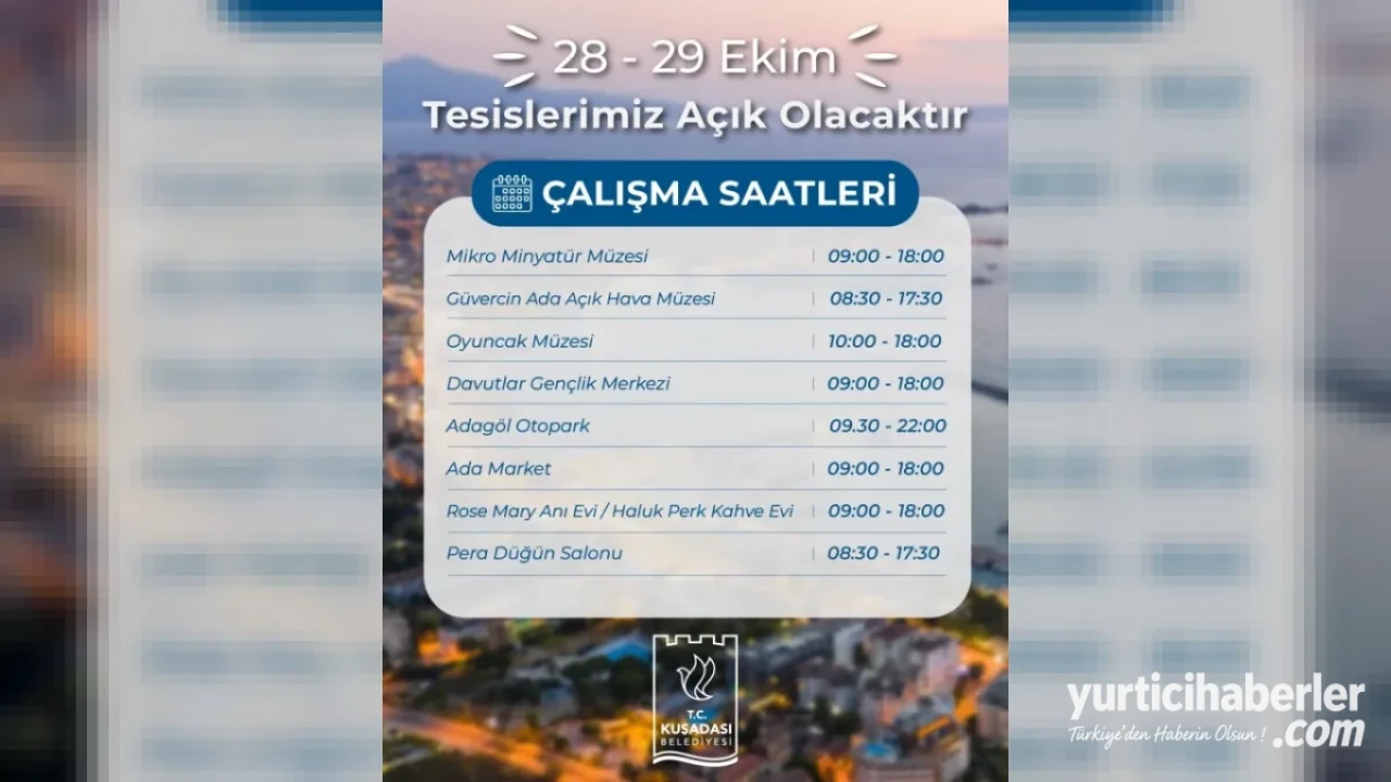 Kuşadası Belediyesi’nden Cumhuriyet Bayramı Açıklaması: Tesisler Hizmet Vermeye Devam Edecek