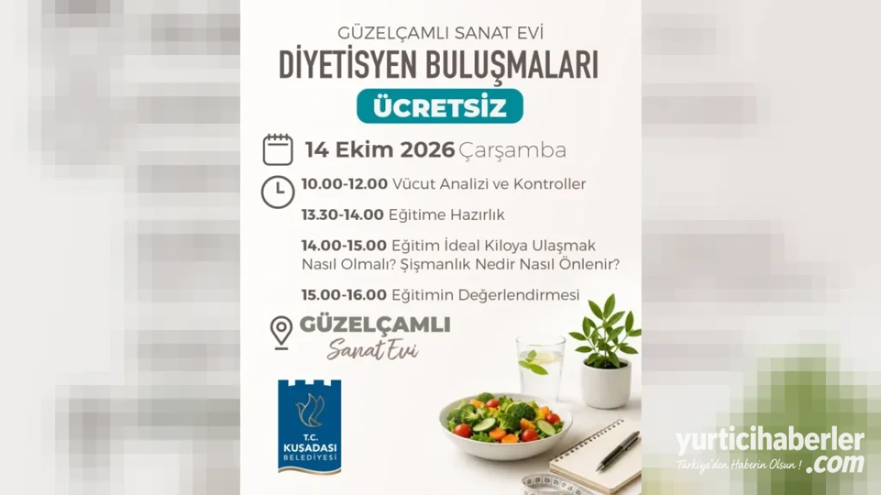 Kuşadası Belediyesi’nden Ücretsiz Diyetisyen Buluşmaları: Güzelçamlı Sanat Evi’nde Sağlıklı Yaşam Eğitimi