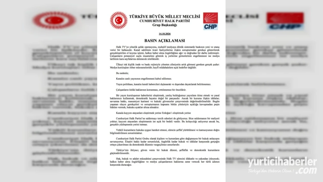 CHP’den Halk TV’ye yönelik operasyona tepki