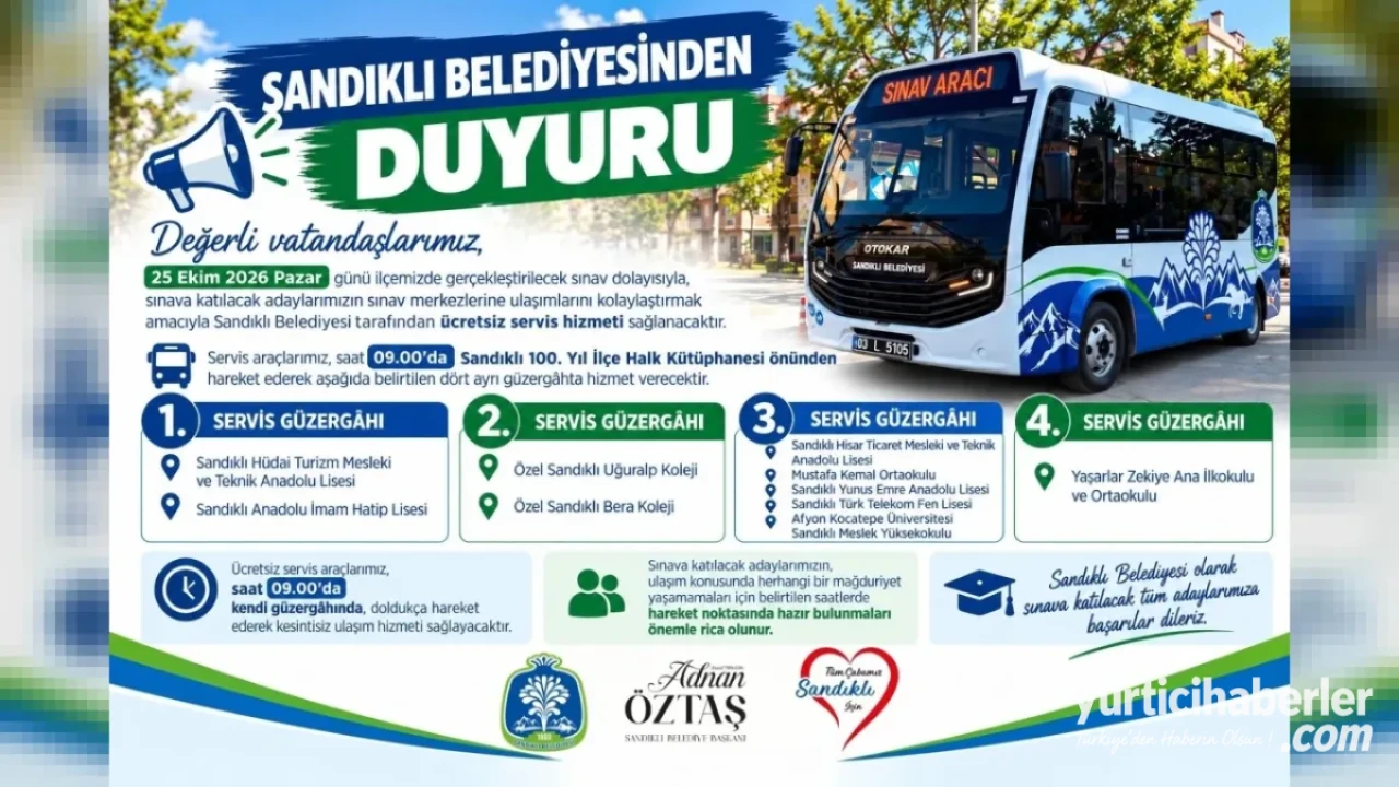 Sandıklı Belediyesi’nden Sınava Girecek Adaylara Ücretsiz Ulaşım Hizmeti