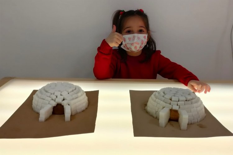 İzmit’te Çınar Çocuk Evi’nde minikler iglo yaptı
